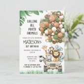 すべてのカスタム緑の白いバルーンテーマを呼び出し 招待状 (スタンド正面)