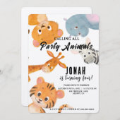 すべてのカッコいいパーティー動物子供の誕生日パーティーの呼び出し 招待状 (正面/裏面)