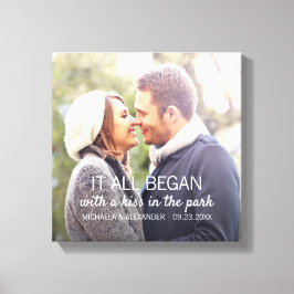 すべてのカップルの写真パーソナライズされたを始めた場所 キャンバスプリント