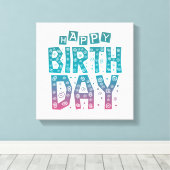 すべてのカラフルハッピーバースデー キャンバスプリント (インサイチュ (ウッドフロア))