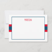 すべてのカラーリボンストライプノートカパーソナライズされたード サンキューカード (正面)