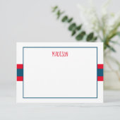 すべてのカラーリボンストライプノートカパーソナライズされたード サンキューカード (スタンド正面)