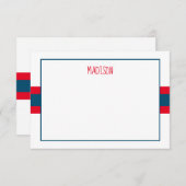 すべてのカラーリボンストライプノートカパーソナライズされたード サンキューカード (正面/裏面)