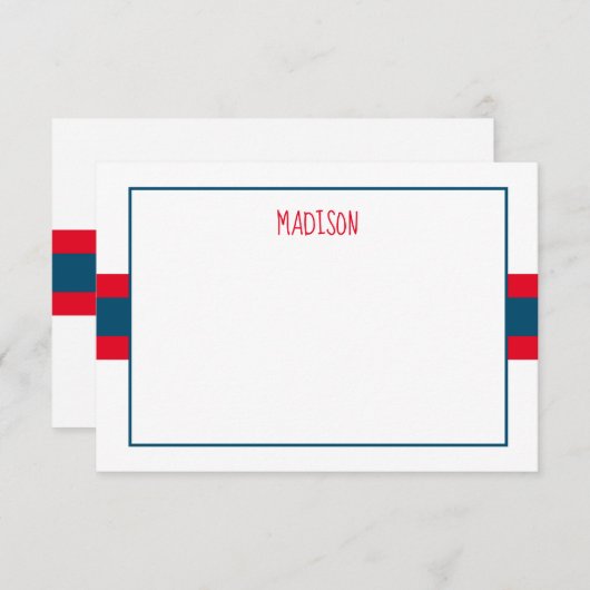 すべてのカラーリボンストライプノートカパーソナライズされたード サンキューカード (正面/裏面)