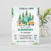 すべてのキャンパーを呼び出す1stバースデーキャンプパーティー 招待状 (スタンド正面)