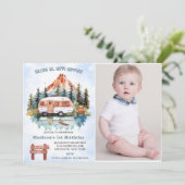 すべてのキャンパーを呼び出す1st誕生日キャンピングフォト 招待状 (スタンド正面)