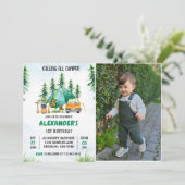 すべてのキャンパーを呼び出す1st誕生日キャンピングフォト 招待状 (スタンド正面)