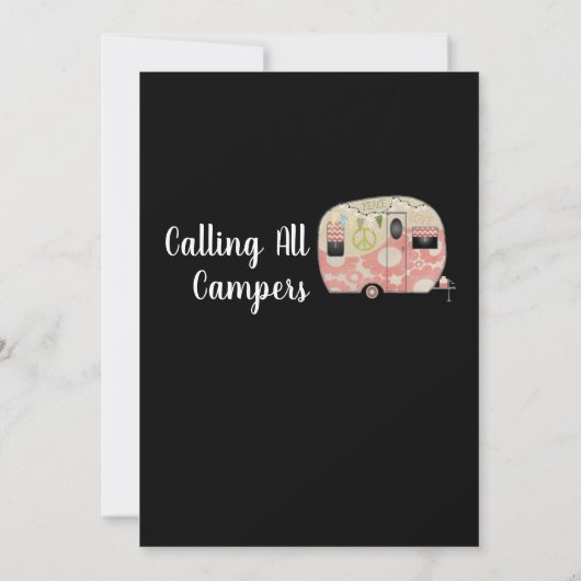すべてのキャンパーズピンクウィークエンド誕生日 招待状 (裏面)