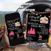 すべてのキャンパーズピンクウィークエンド誕生日 招待状