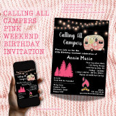 すべてのキャンパーズピンクウィークエンド誕生日 招待状