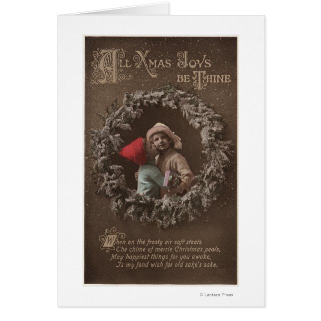 すべてのクリスマスは喜ぶThineLittle Kids キスをする (正面)