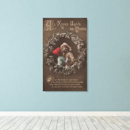 すべてのクリスマスは喜ぶThineLittle Kids キスをする キャンバスプリント (インサイチュ (ウッドフロア))