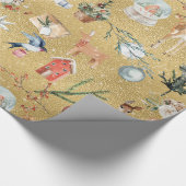 すべてのクリスマストナカイ金ゴールドリップル ラッピングペーパー (角)