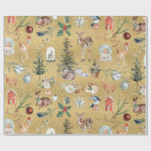 すべてのクリスマストナカイ金ゴールドリップル ラッピングペーパー (フラット)