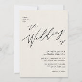 すべてのクリームエレガントを一つのスクリプ結婚トで 招待状 (正面)