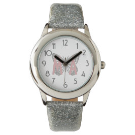 すべてのグリッターバタフライ追加イニシャルウォッチ 腕時計