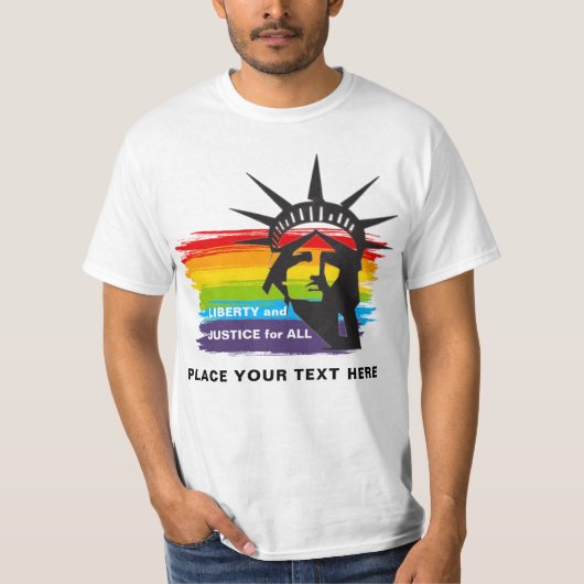 すべてのゲイプライドの自由と正義パーソナライズされた Tシャツ (正面)