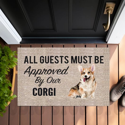 すべてのゲストは我々のCorgi犬の恋人によって承認されなければならない ドアマット