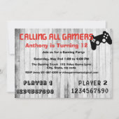 すべてのゲーマーにビデオゲームの誕生日パーティーを呼び出す 招待状 (正面)