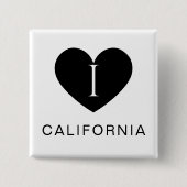 すべてのコーディネートにぴったり!カリフォルニアを愛するハートのボタン 缶バッジ (正面)