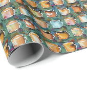 すべてのコーヒーカップ抽象芸術水の色パターン ラッピングペーパー (ロールコーナー)