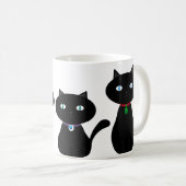 すべてのサイズの3匹のかわいい黒猫 コーヒーマグカップ (正面右)