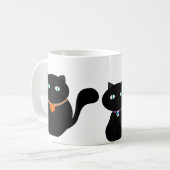 すべてのサイズの3匹のかわいい黒猫 コーヒーマグカップ (正面左)
