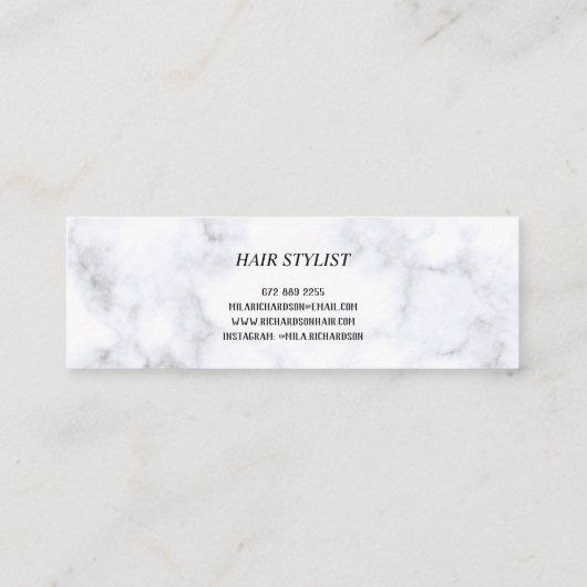 すべてのシンプル美容師のための美しいスタイル白 スキニー名刺 (裏面)