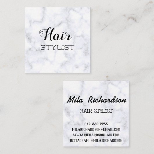 すべてのシンプル美容師のための美しいスタイル白 スクエア名刺 (正面/裏面)