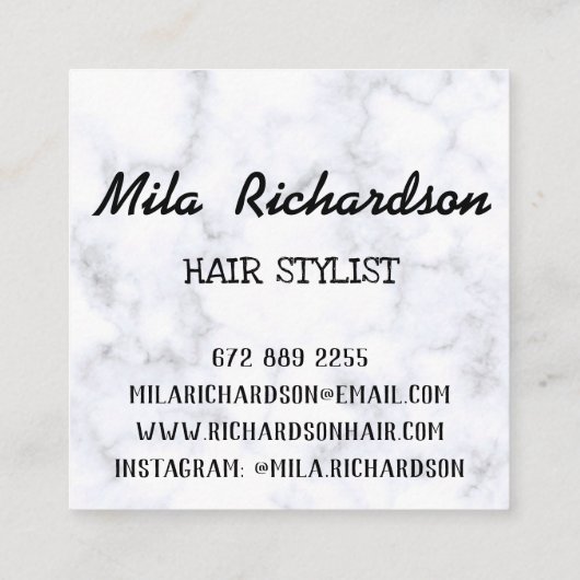 すべてのシンプル美容師のための美しいスタイル白 スクエア名刺 (裏面)