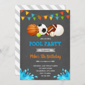 すべてのスタースポーツプールパーティー 招待状 (正面/裏面)
