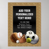 すべてのスタースポーツボールとレンガの壁の看板ポスター ポスター (正面)