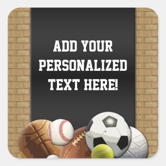 すべてのスタースポーツボール(レンガ壁あり) スクエアシール (正面)