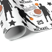 すべてのスターバスケットボールプレーヤーをパーソナライズ ラッピングペーパー (ロールコーナー)