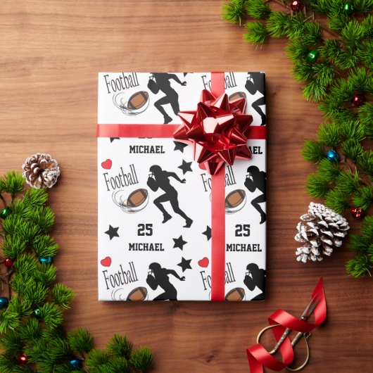 すべてのスターフットボールプレーヤーをパーソナライズ ラッピングペーパー (クリスマスギフト)
