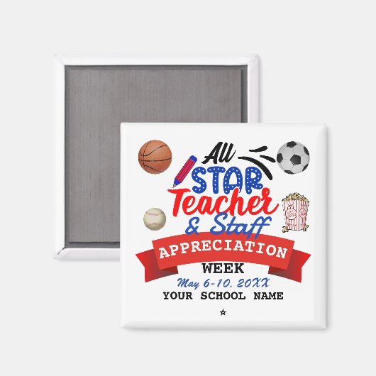 すべてのスター先生感謝ウィーク学校名 マグネット (正面/裏面)