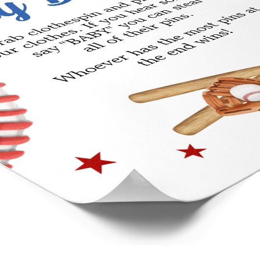 すべてのスター野球赤ちゃんシャワーベビーと言わない ポスター (角)