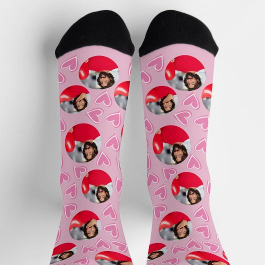 すべてのステップで愛:バパーソナライズされたレンタインの日 ソックス (上部)