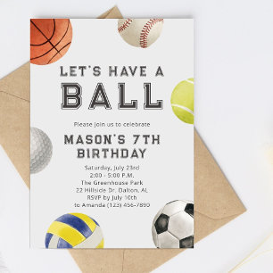 すべてのスポーツがボールボーイモダン誕生日 招待状