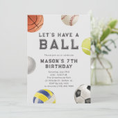 すべてのスポーツがボールボーイモダン誕生日 招待状 (スタンド正面)