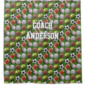 すべてのスポーツの球のコーチ シャワーカーテン (正面)