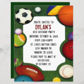 すべてのスポーツテーマバースデーパーティ招待状 (正面/裏面)