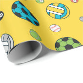 すべてのスポーツパターン |黄色 ラッピングペーパー (ロールコーナー)