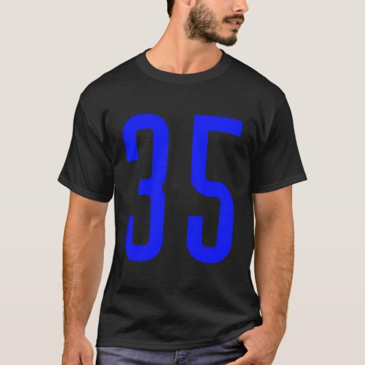 すべてのスポーツフお気に入りのァンブルー番号#35ジャージー Tシャツ (正面)