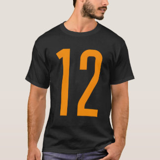 すべてのスポーツファンお気に入りのオレンジ色の番号#12ジャージー Tシャツ