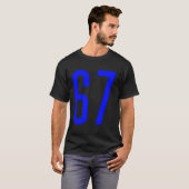すべてのスポーツファンお気に入りのブルー番号67ジャージー Tシャツ (正面フル)