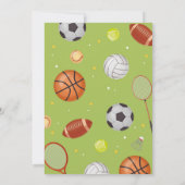 すべてのスポーツ誕生日パーティーサッカーサッカーグリーン 招待状 (裏面)