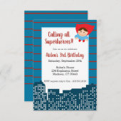 すべてのスーパーヒーローの電話! 誕生日のパーティの招待状 招待状 (正面/裏面)