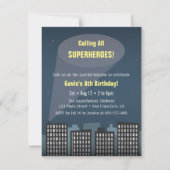 すべてのスーパーヒーローをテーマの誕生会と電話します 招待状 (正面)