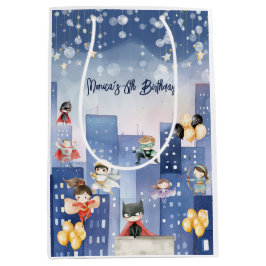 すべてのスーパーヒーローを呼び出す子供の誕生日 ミディアムペーパーバッグ